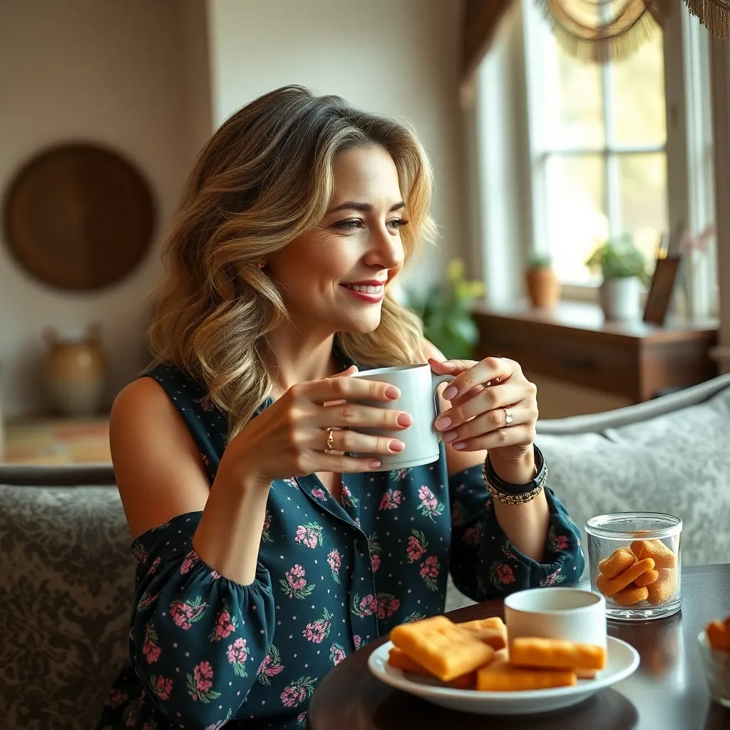 Louisiana Elegant Woman Enjoying Snack Laundry Services Wash And Fold